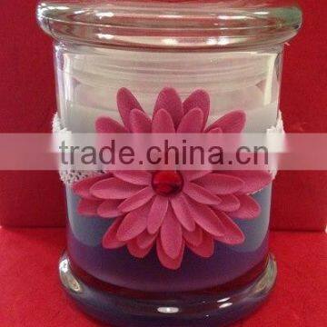 Decorative Scented Candle in glass jar with flower