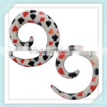 UV Acrylic print poker spiral ear plug piercing body jewelry