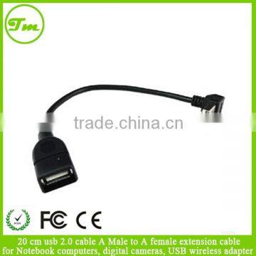 20 cm usb 2.0 cable A Male to A female extension cable for Notebook computers, digital cameras, USB wireless adapter