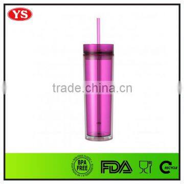 16 Ounce Clear Double Wall Skinny Acrylic Tumbler Wholesale