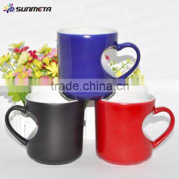 Sunmeta wholesale heart shape ceramic 11oz color changing magic mug