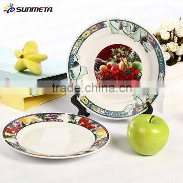 8'' Plate With Flower Trim Sublimation blank ceramic Plate -made in china