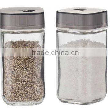 SINOGLASS trade assurance 100ml glass bottle salt and pepper shaker set plastic lid