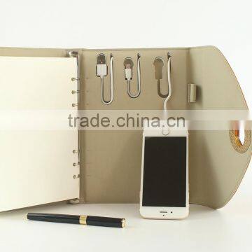 Loose Leaf Planner Organizer Leather Cover Notebook with Power Bank
