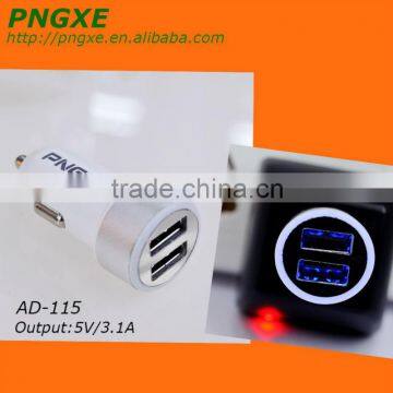 LED indicator Rotatable Rocket Dual USB Car Charger For,iPhone 6 Car charger