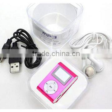 Mini Clip MP3 Player Support 2/4/8/16/32GB TF Card With USB Cable Earphone and Retail Box Packing Free Shipping Silver