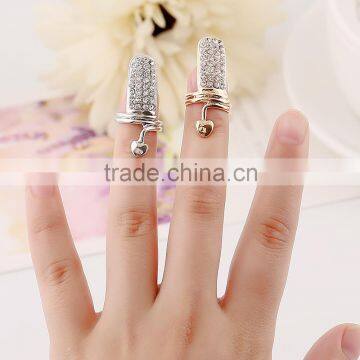 Lady finger nail peach hearts fingernail ring