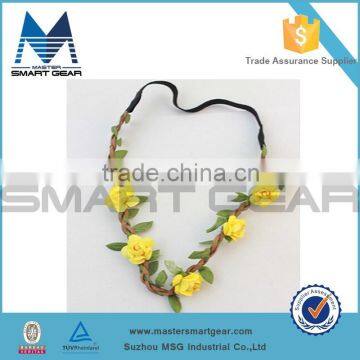 Girls Flower Fairy Bohemian Braid Wedding Beach Tiara Crown Hair Headband Beige