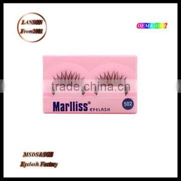 Wholesale private label diamond false eyelash/Marlliss 502strip eyelashes/diamond silk lash