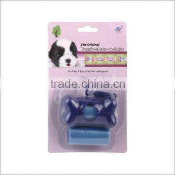 Plastic dog dispenser +2rolls blue color waste bags pet garbage bags with bag holder pet waste bags 20pcs/rolling