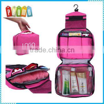 Travel foldable hanging toiletry and cosmetic bag