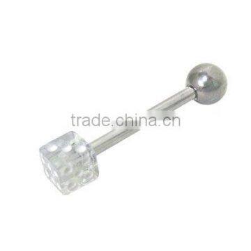 Clear Tongue UV Acrylic Dice Body Jewelry Piercing