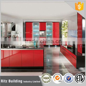 Popular red high glossy lacquer kitchen pantry cupboard