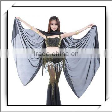 Newest! Gold Trim Chiffon Veil Belly Dance Shawl