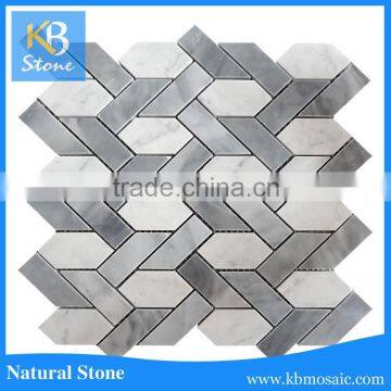 New design white carrara and italy grey price waterjet mosaics floor tiles