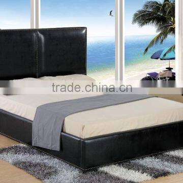 2015 modern high end double queen size luxury PU leather bed bedroom design