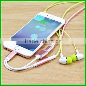 Newest 2 in1charger cable and 8 pin to 3.5mm earphone adapter with charging cable for iphone 7