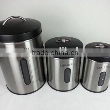 stainless steel windowing storage jars with difference size