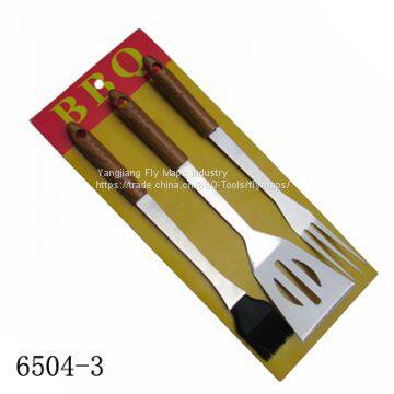3 Pcs Wooden Handle BBQ Tools Barbecue Set photo-3