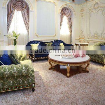 Luxury French Design New Classic Navy Fabric Sofa/ Elegant Palace Hand Carved Wooden Living Room Furniture Sofa Set photo-3