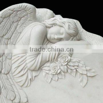 Western Style White Marble Angel Carving Monument Headstone photo-2