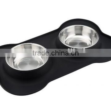 Stainless Steel Dog Bowl with No Spill Non-Skid Silicone Mat