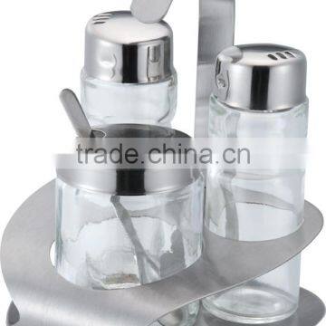 4 Pieces Salt And Pepper Galss Spice Set And Oil And Vinegar Spice Set photo-5