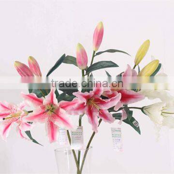 SJ11001109 Decorative silk flower casablanca lily/Artificial stargazer lily flower for sale