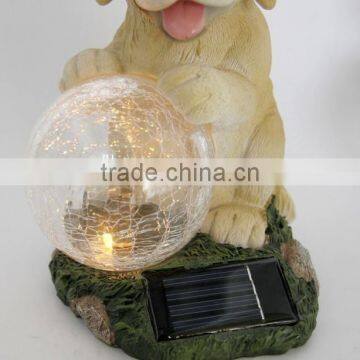 Resin Solar Lighting Dog Figurine With Luminous Glass Ball photo-4