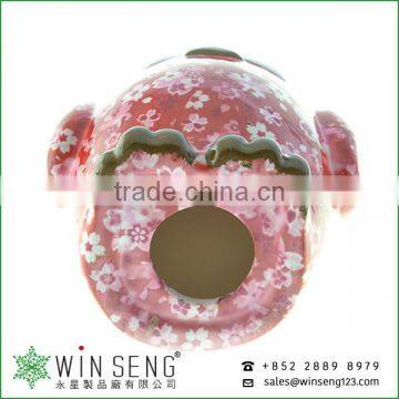 Dealers Coins Owl Shape Cherry Blossoms Flower Patterns Ceramic Animal Piggy Bank for Decoration photo-5