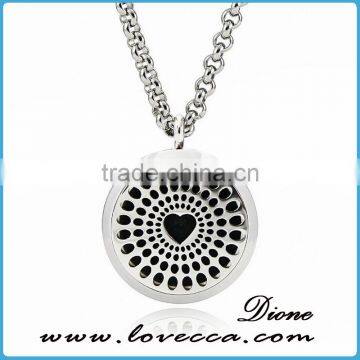 New Professional Silver Color Stainless Steel round aromatherapy locket necklaces