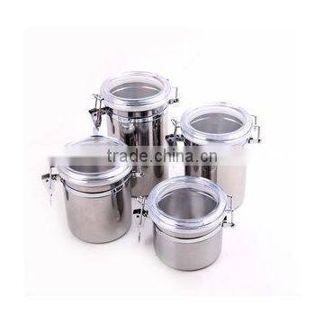 High quality 4pcs different size stainless steel seal pot with visible lid