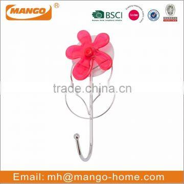 Flower Decorative Suction Chrome Plating Wire Bathroom Metal Hook photo-2