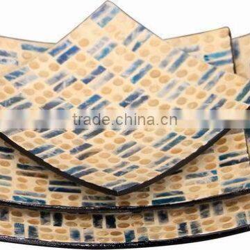 Set of 3 Mother of Pearl Inlaid Plates for Home Decoration photo-2