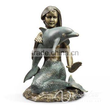 High Quality Hot Sale Bronze Dolphin and Mermaid Sculpture photo-2