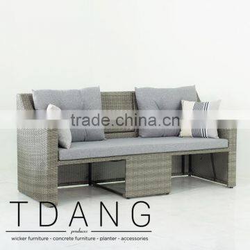 Madison Outdoor Wicker Loveseat With Ottoman photo-3