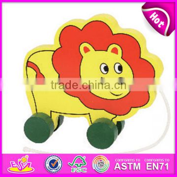 2016 new design push back car toy,cute and lovely wooden animal toy,most fashion pull and push toy W05B068