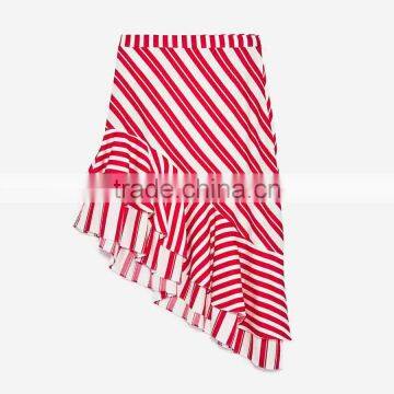 Office Skrirts Designs Wholesale Custom Made in China Striped Adults Tutu Skirts With Frill Mature Women in Skirts