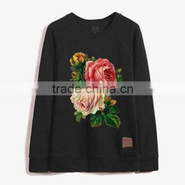 office lady custom t-shirt, printd rose long sleeve t shirt, women t shirt