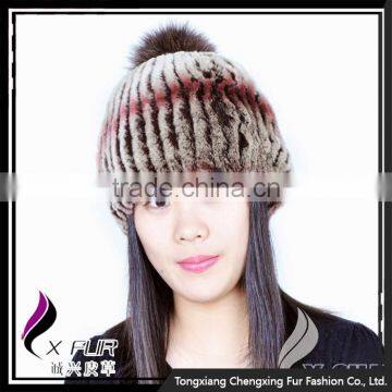 CX-C-58K In-Stock Items Fashion Winter Rex Rabbit Fur Top Ball Beanie Hat photo-5