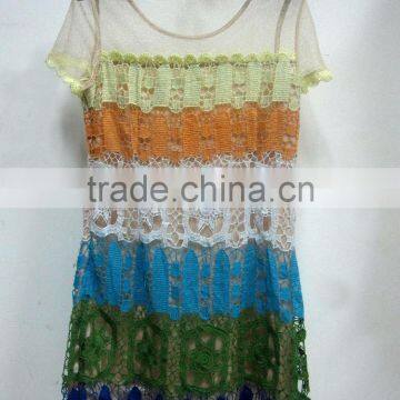 Embroidered Lady's Mesh Fashion Casual Dress photo-3