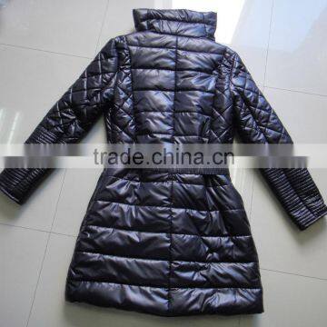 Women Polyester Cire Padding Fully Zipper Long Jacket photo-2
