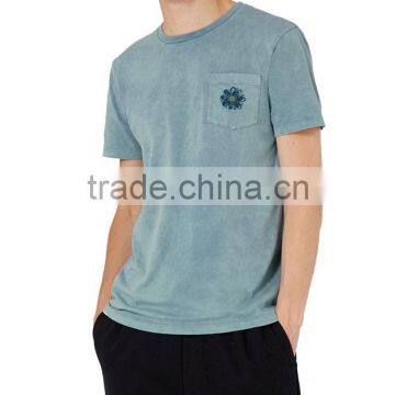 China High-end Short Sleeve Enzyme Wash Blue t Shirts photo-6