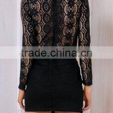 Runwaylover 114 Hot Sale 2017 Women Fashion Lace Transparent T-Shirt photo-5