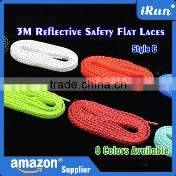 3M Black Fully Laced Reflective Flat Laces - 8 Colors and 3 Lengths Available Reflective Laces - 3M Reflective Style Shoelaces photo-4