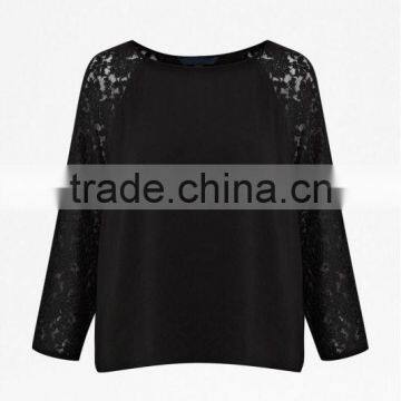 Lady Lace Sleeve Chiffon Top