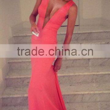 2016 Wholesale Price Fashion Red Night Evening Dress Sleeveless Long Maxi Lady Spring Summer photo-2