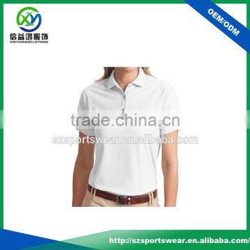 OEM Service Blank White Organic Cotton Women Polo T Shirt