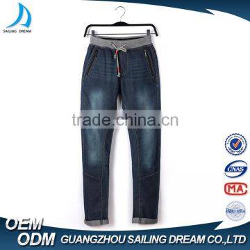 Guangzhou jean manufacturer hot sale cropped eco-friendly fashion custom kids denim jean with elastic