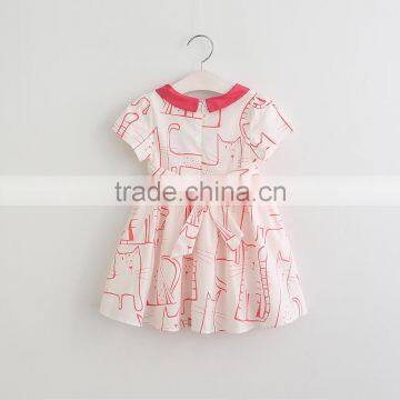 Short Sleeve Cartoon Printing Cotton Kids Clothes Girls Dresses Baby photo-3